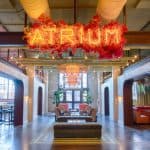 interior shot of Atrium with neon sign
