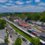 Blue Ridge, GA aerial photo of main street.