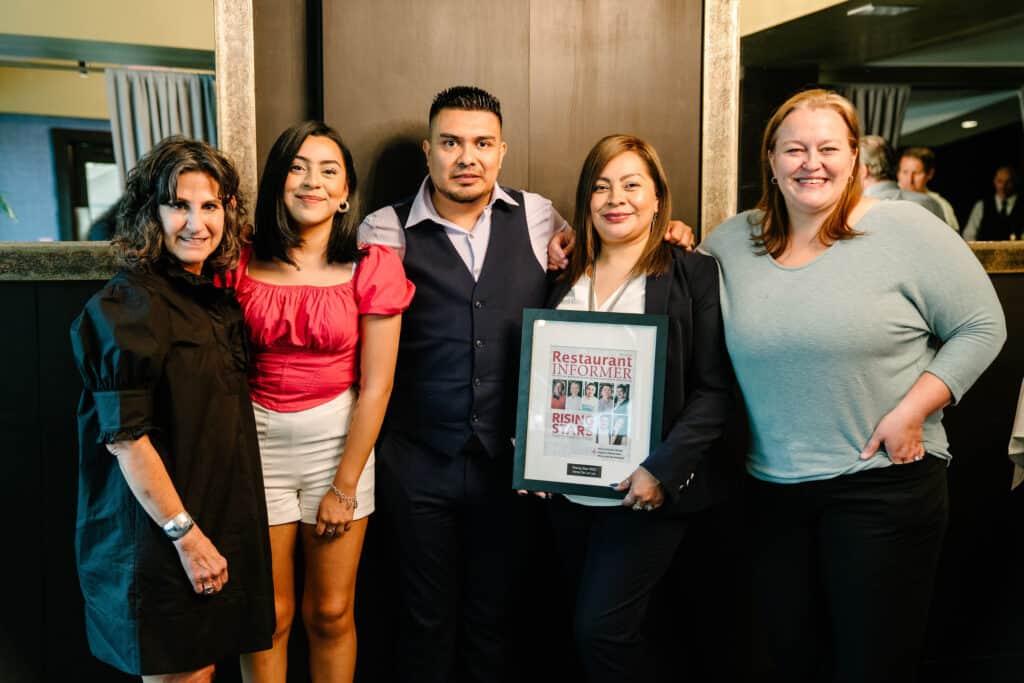 Rising Star Alma De La Luz (second from right) with Kaffee Hopkins and Glenda Barta (from Marlows) and Jackeline De La Luz (daughter) and Gonzalo Castro (husband).