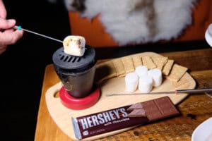 Tableside s’mores are on the menu as part of HOBNOB Halcyon’s Ski Chalet pop up.